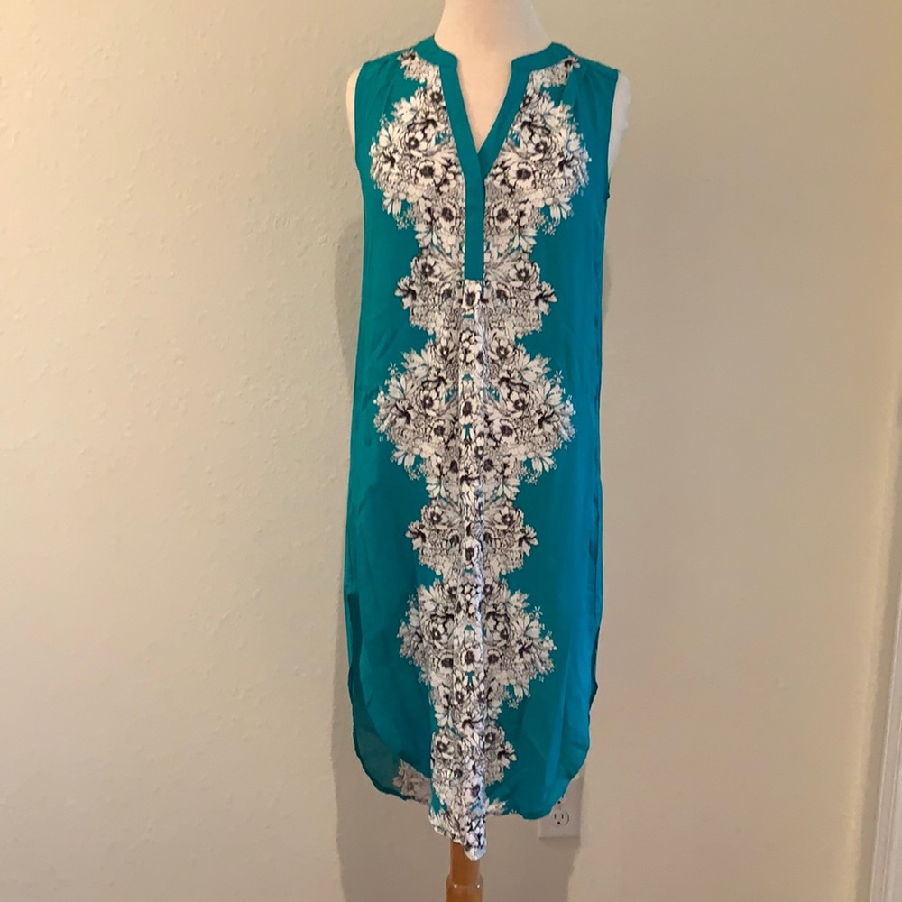Cupio NWT blue/green Black floral sleeveless dress cover-up size small